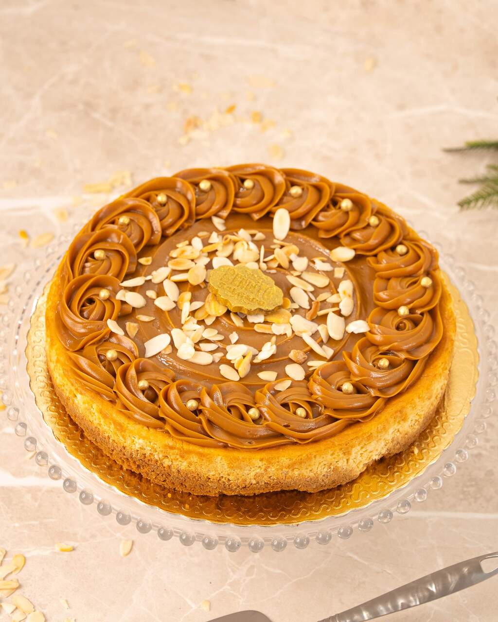 Cheesecake Doce de Leite com Amêndoas em Lascas